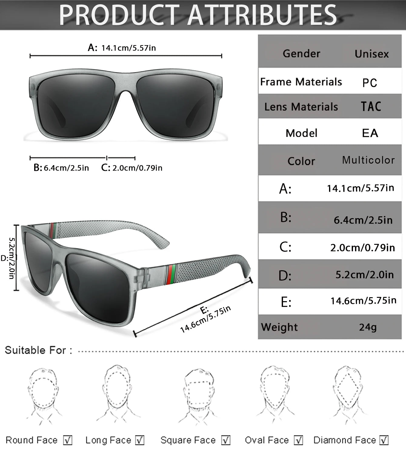 Men's Vintage Large Frame Square Polarized Sunglasses - UV400 Protection for Fishing, Driving, Cycling & Running