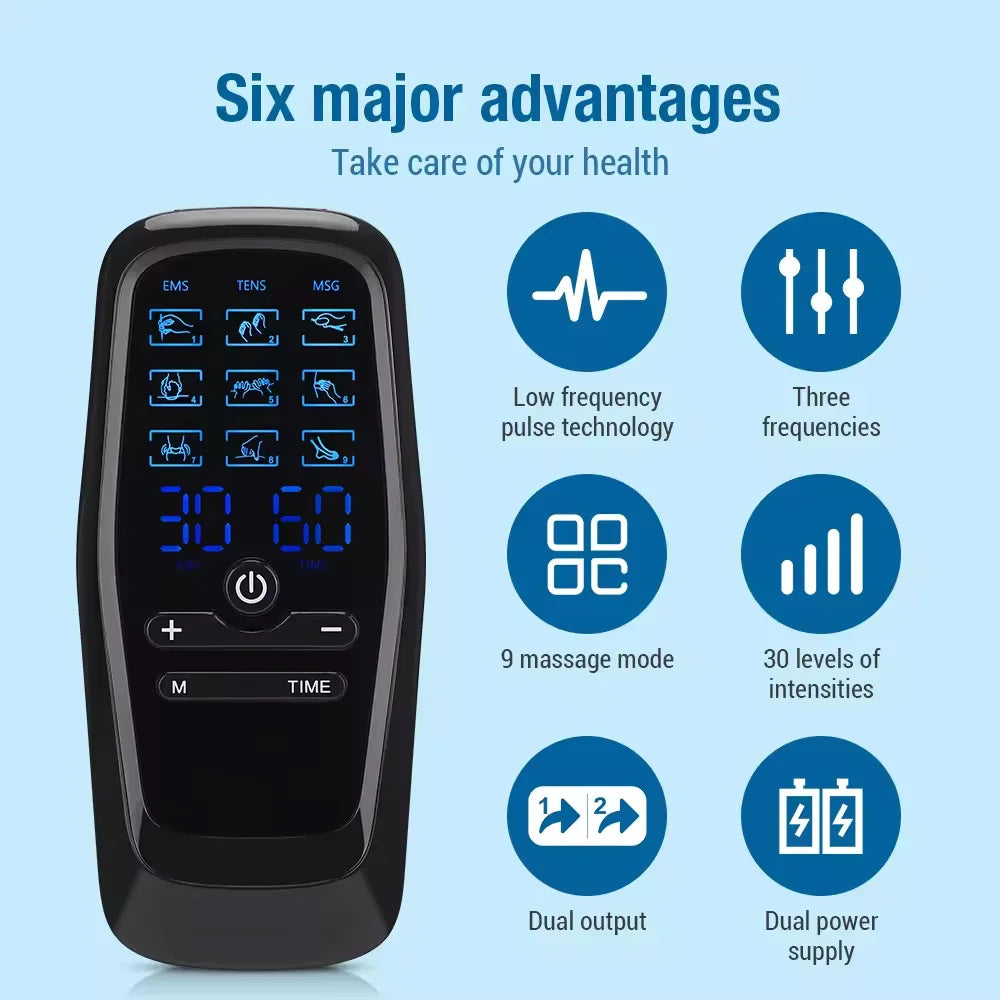 Digital EMS TENS Unit - Electric Muscle Stimulator for Physiotherapy, Acupuncture & Body Massage Therapy with Slimming Functions