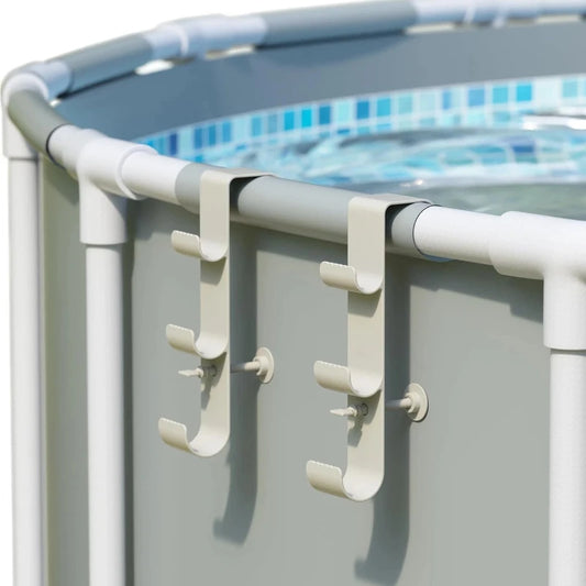 Adjustable Pool Pole Hooks - 2/3-Hook Swimming Pool Equipment Hanger for Telescopic Skimmer Poles and Pool Accessories