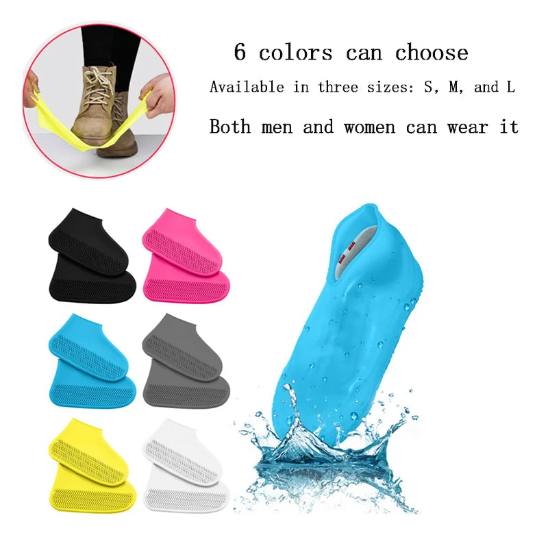 Waterproof Silicone Shoe Covers - 2 Pack Non-Slip High Elastic Wear-Resistant Unisex Rain Boot Covers for Outdoor Rainy Days Reusable
