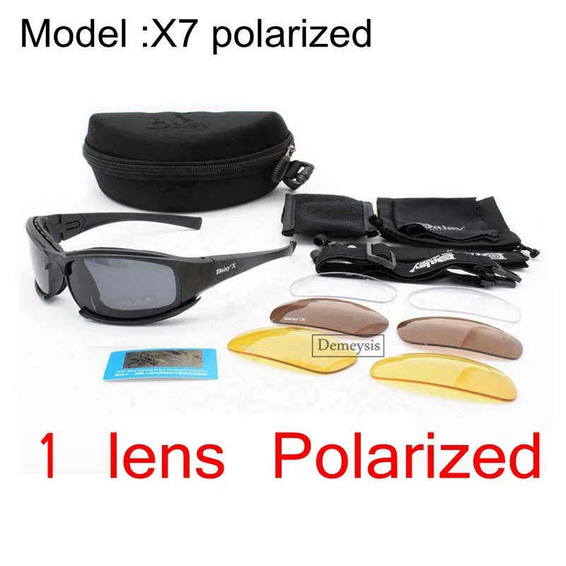 Tactical Polarized Sports Sunglasses - 4 Interchangeable Lenses Set with Original Box - Men's Shooting & Hiking Eyewear