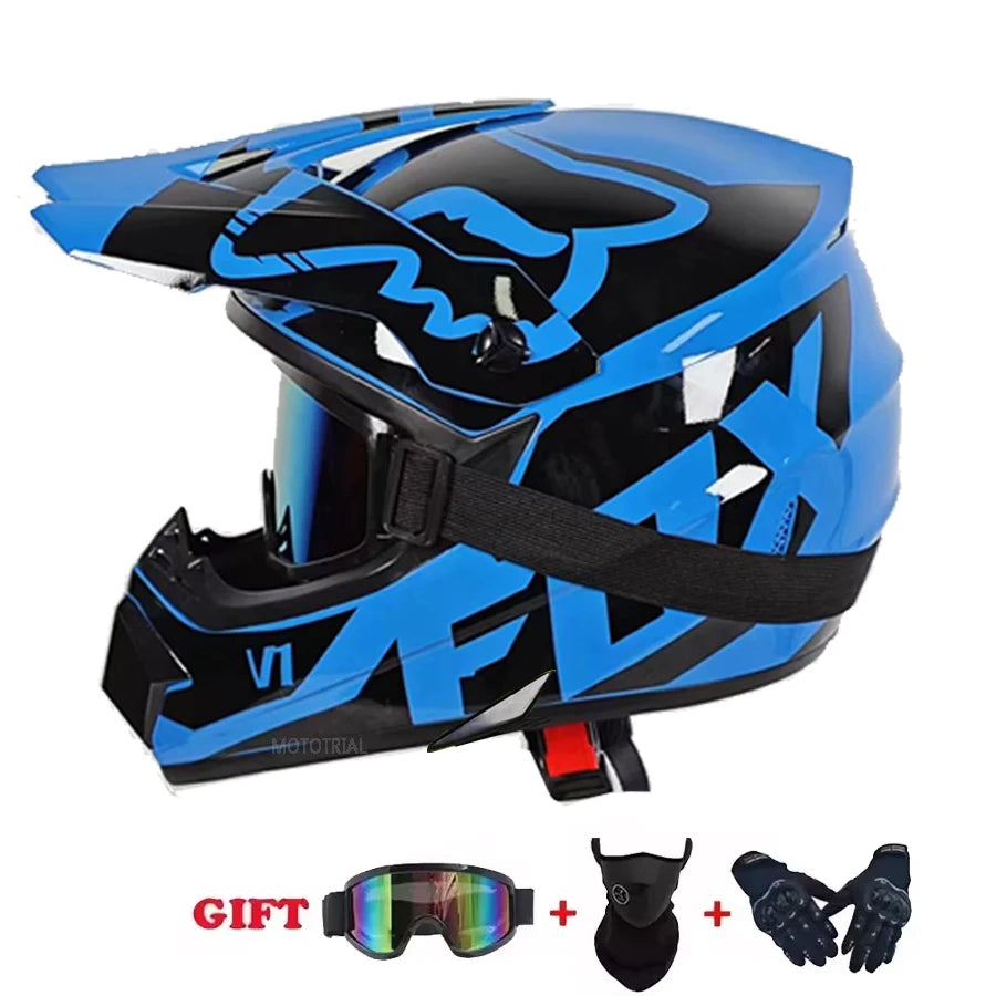 Youth Motocross Full Face Helmet - Kids Off-Road Safety Helmet with DOT Protection