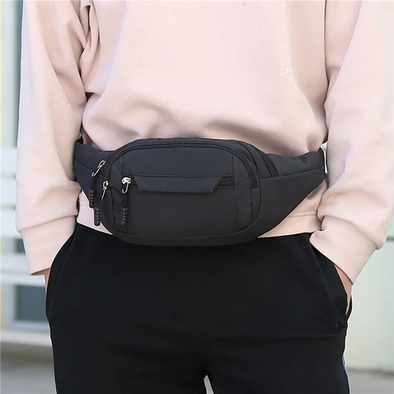Men's Waterproof Canvas Crossbody Bag - Korean Style Outdoor Sports Waist Pack with Multiple Carry Options
