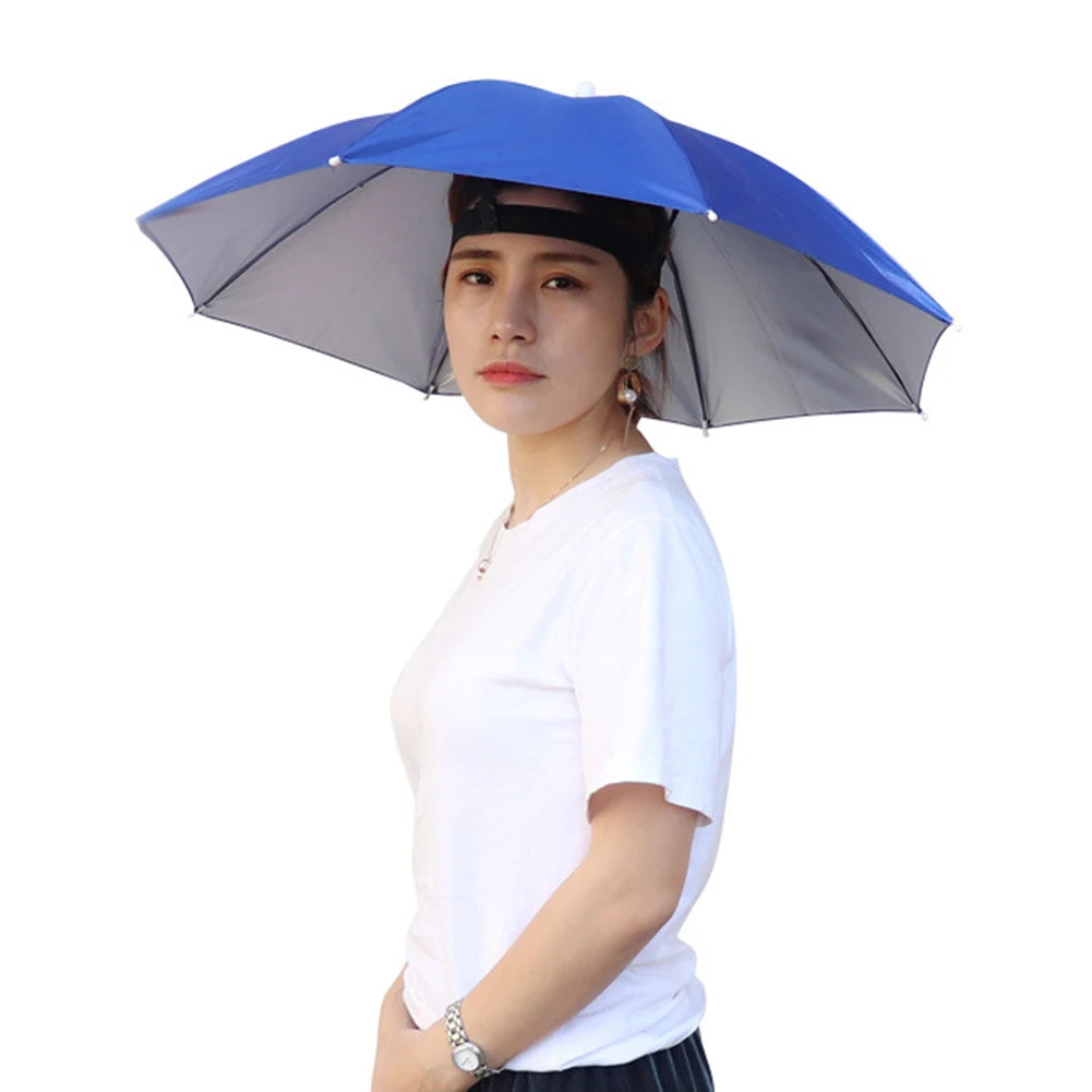 Foldable Umbrella Hat - Waterproof Hands-Free Rain & Sun Protection for Fishing, Camping & Beach (55-95CM Adjustable)