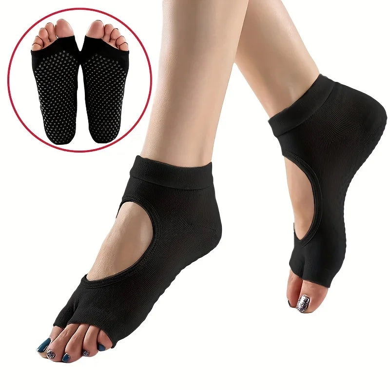 Premium Women's Two-Toe Yoga Socks - Anti-Slip Cotton Pilates & Ballet Dance Socks with Quick-Dry Breathable Design