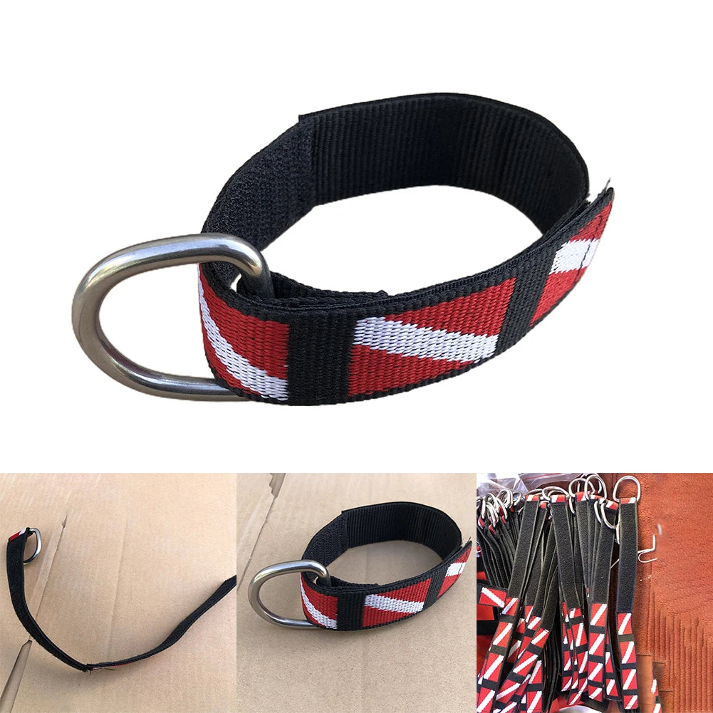 Adjustable Scuba Diving Wrist Lanyard - Metal D-Ring Webbing Strap for Freediving & Swimming Equipment