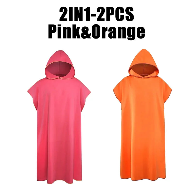 Quick Dry Microfiber Hooded Changing Robe - Beach Towel Poncho for Swimming, Travel & Sauna (Men & Women)