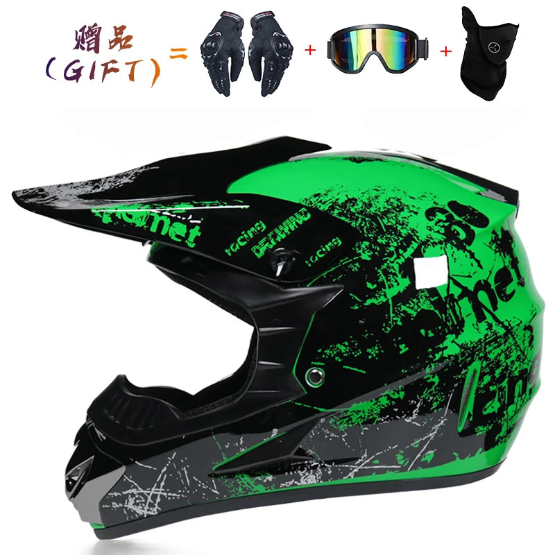 Kids Flip-Up Motorcycle Helmet - Off-Road Motocross ATV Dirt Bike Downhill MTB DH Racing + 3 Free Gifts