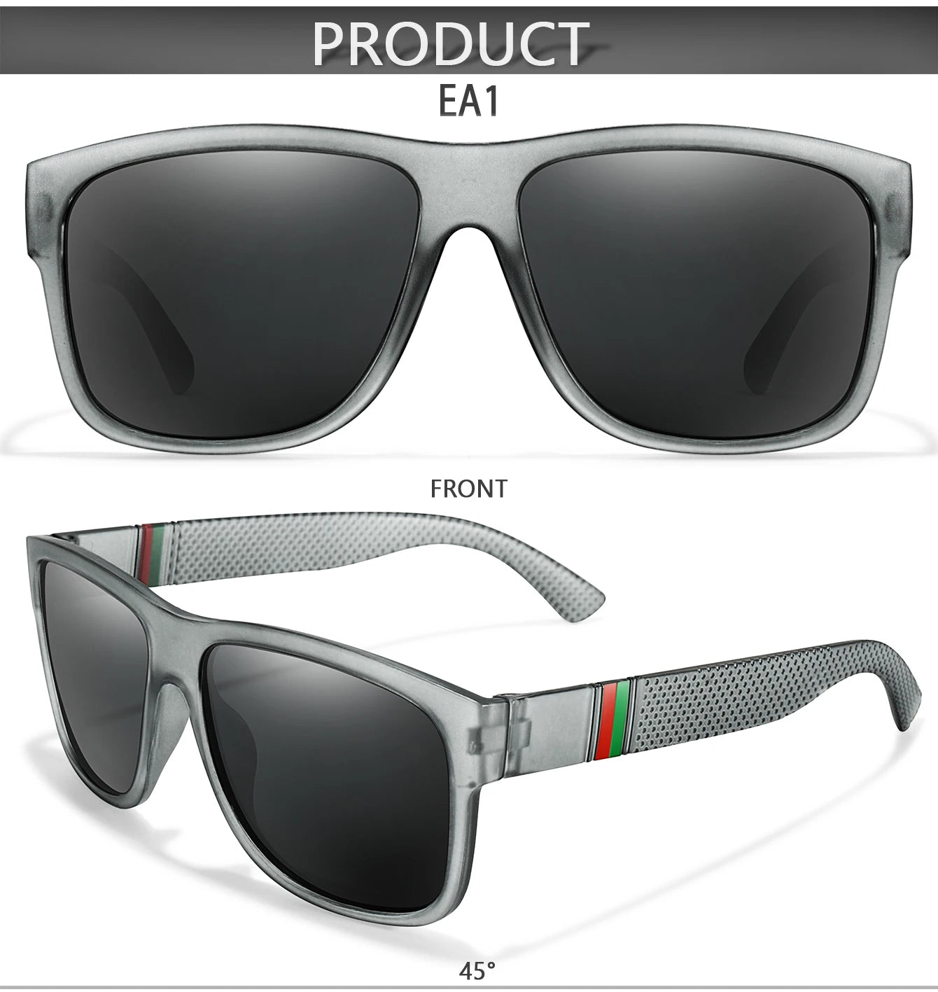 Men's Vintage Large Frame Square Polarized Sunglasses - UV400 Protection for Fishing, Driving, Cycling & Running