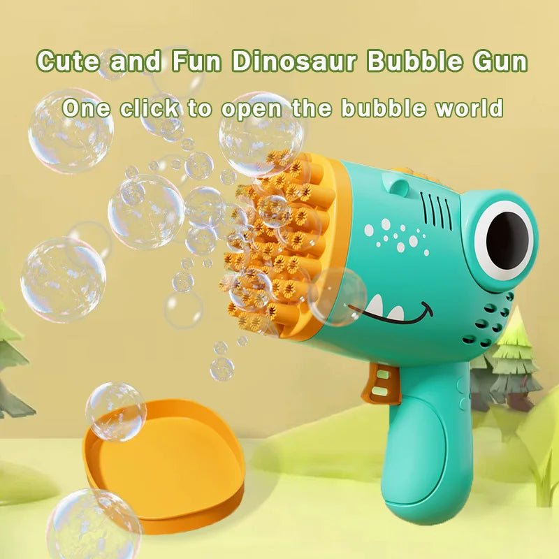 40-Hole Dinosaur Bubble Machine - Electric Bubble Gun for Outdoor Fun
