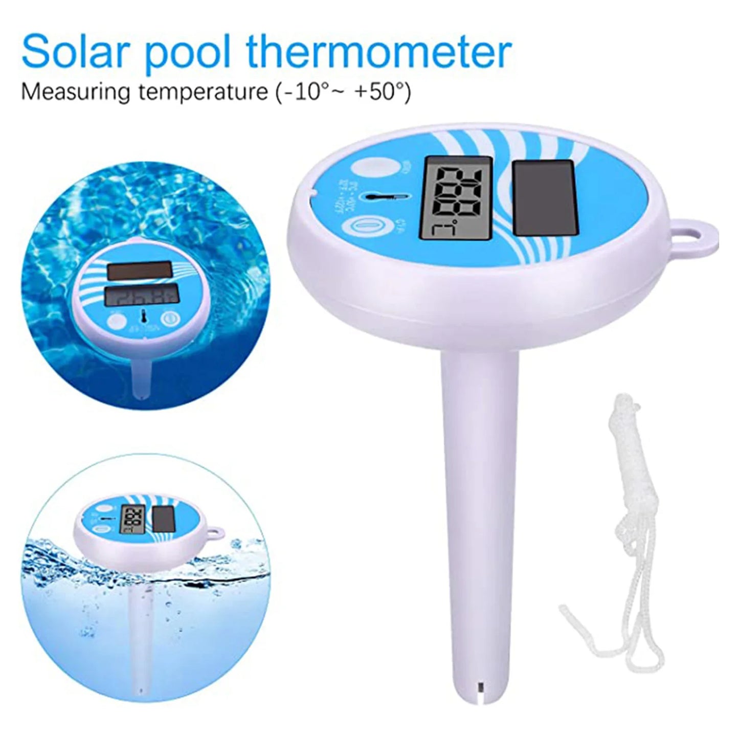 Solar-Powered Waterproof Pool Thermometer with Precision Scale for Universal Swimming Pool Compatibility