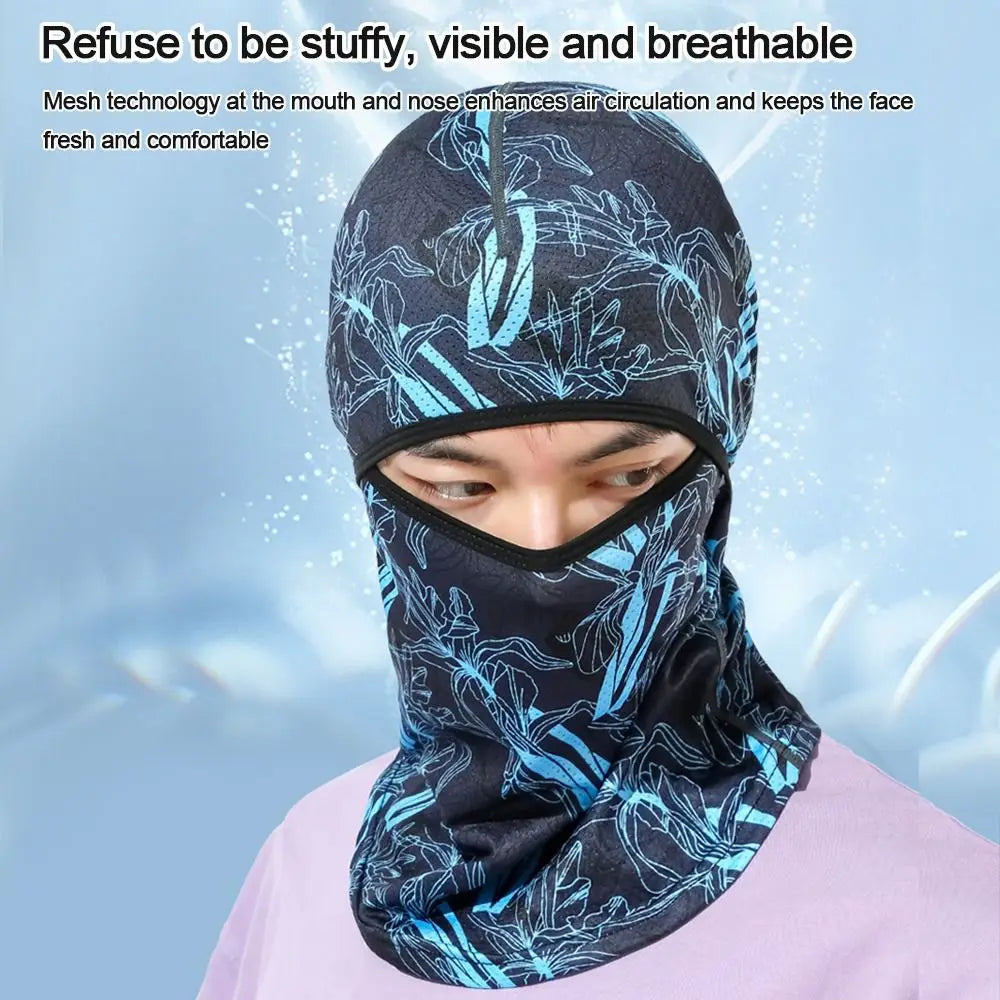Ice Silk Cycling Balaclava - Full Face Sun Protection Cap for Bike & Motorcycle | Anti-UV Sports Headwear for Men