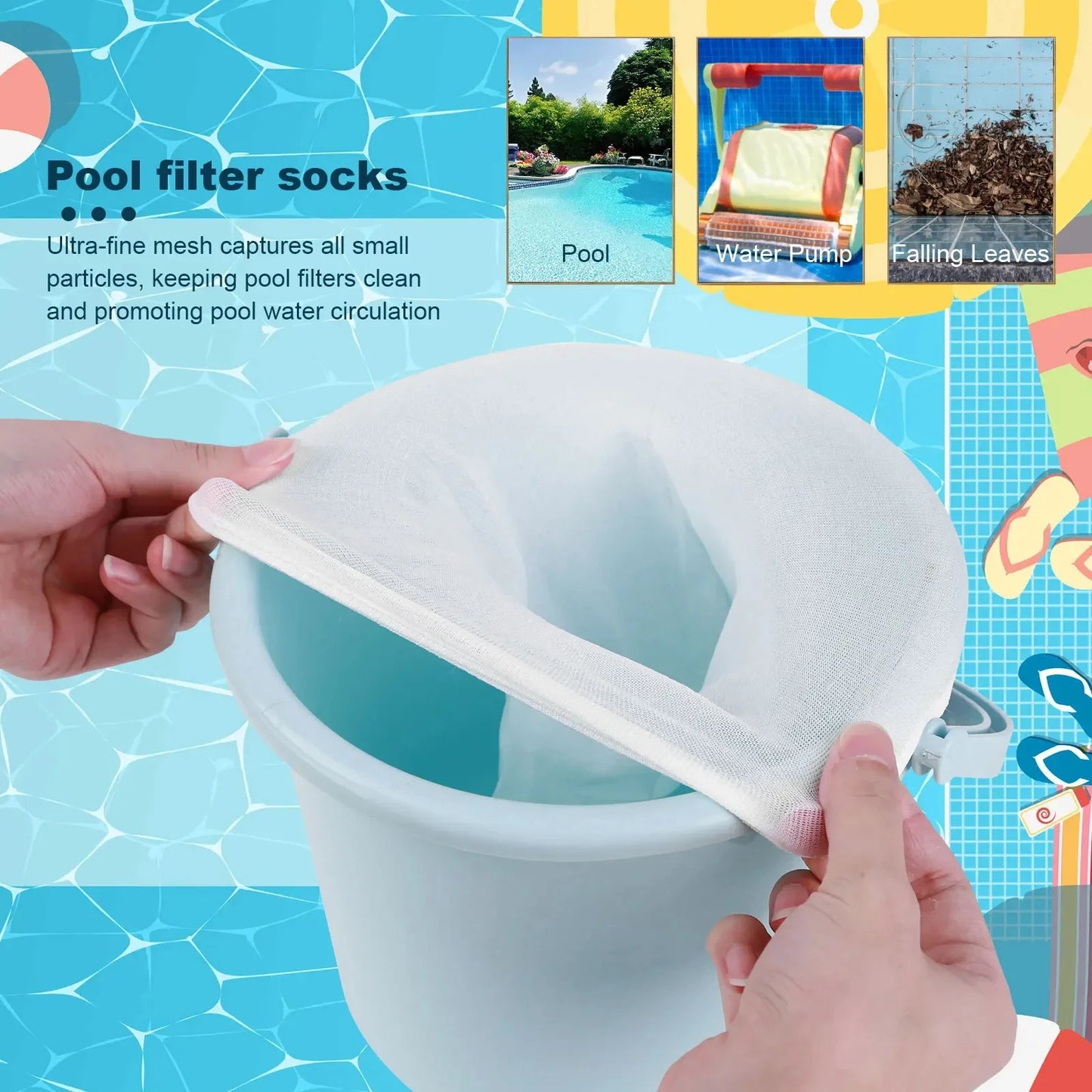 Pool Skimmer Filter Socks - Nylon Mesh Basket Filters for Swimming Pool Cleaning (5-50 Pack)