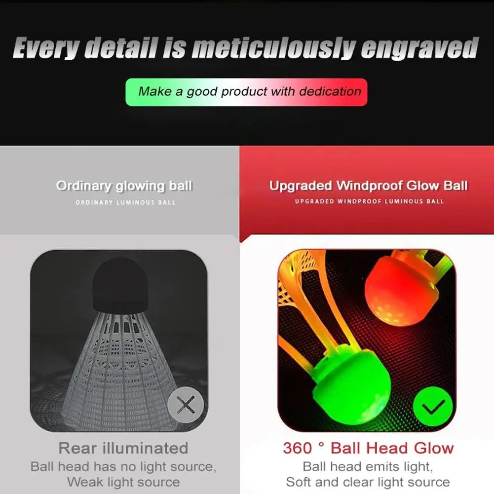 Luminous Windproof Luminous Badminton Ball, Super Durable And Unbreakable, Outdoor Fluorescent Bright Nylon Ball With Light