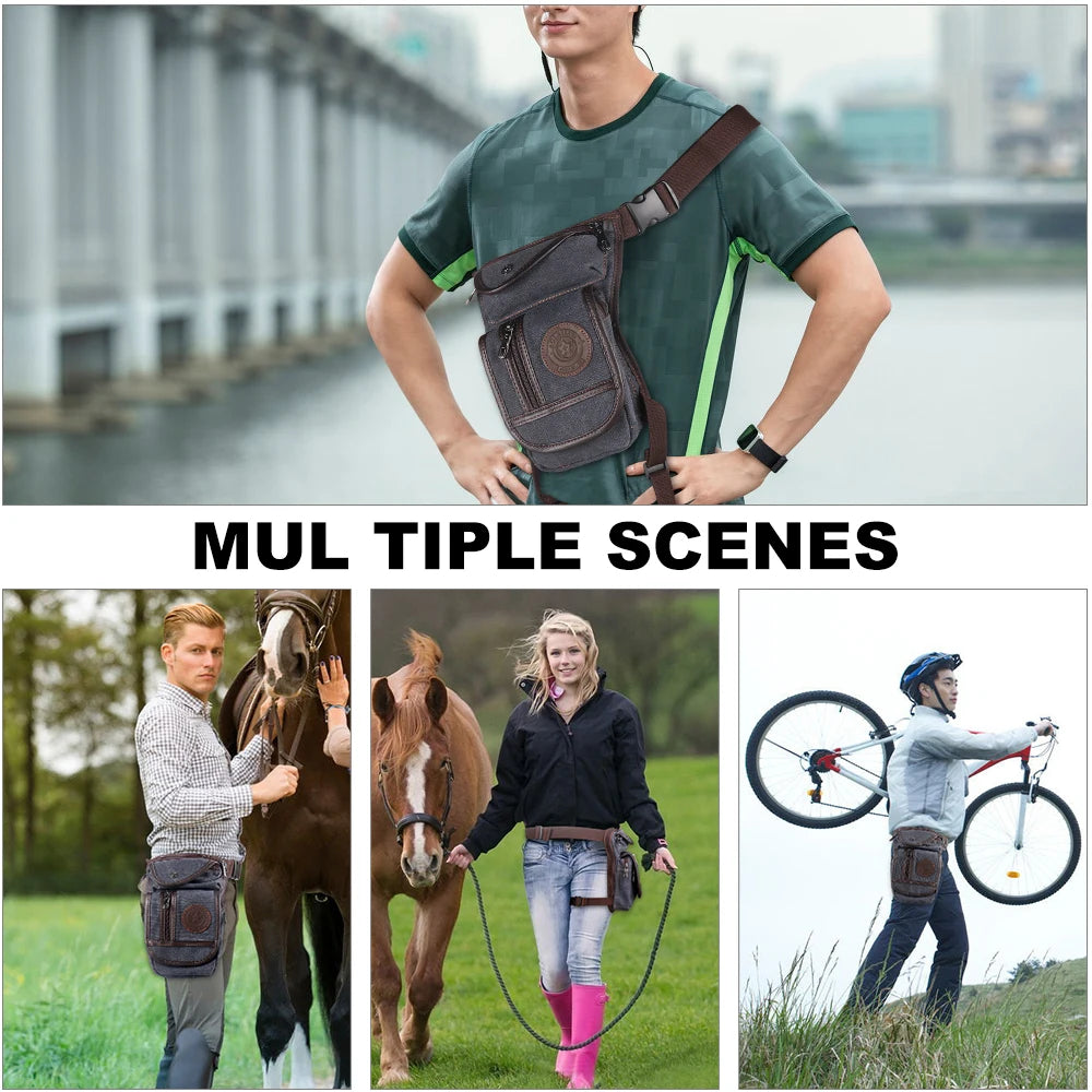 Large Capacity Canvas Nylon Drop Leg Waist Bag for Horse Riding - Portable Outdoor Equestrian Equipment
