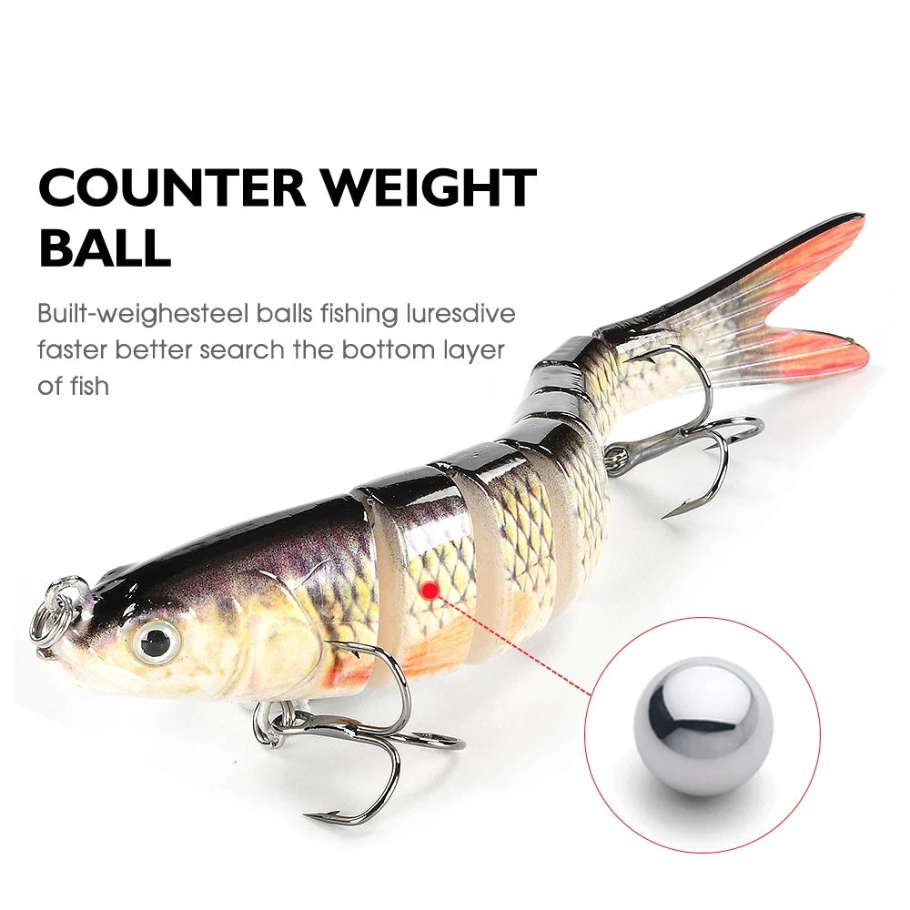 Multi-Jointed Swimbait Fishing Lure - Slow Sinking Bionic Crank Bait for Freshwater & Saltwater Bass and Trout