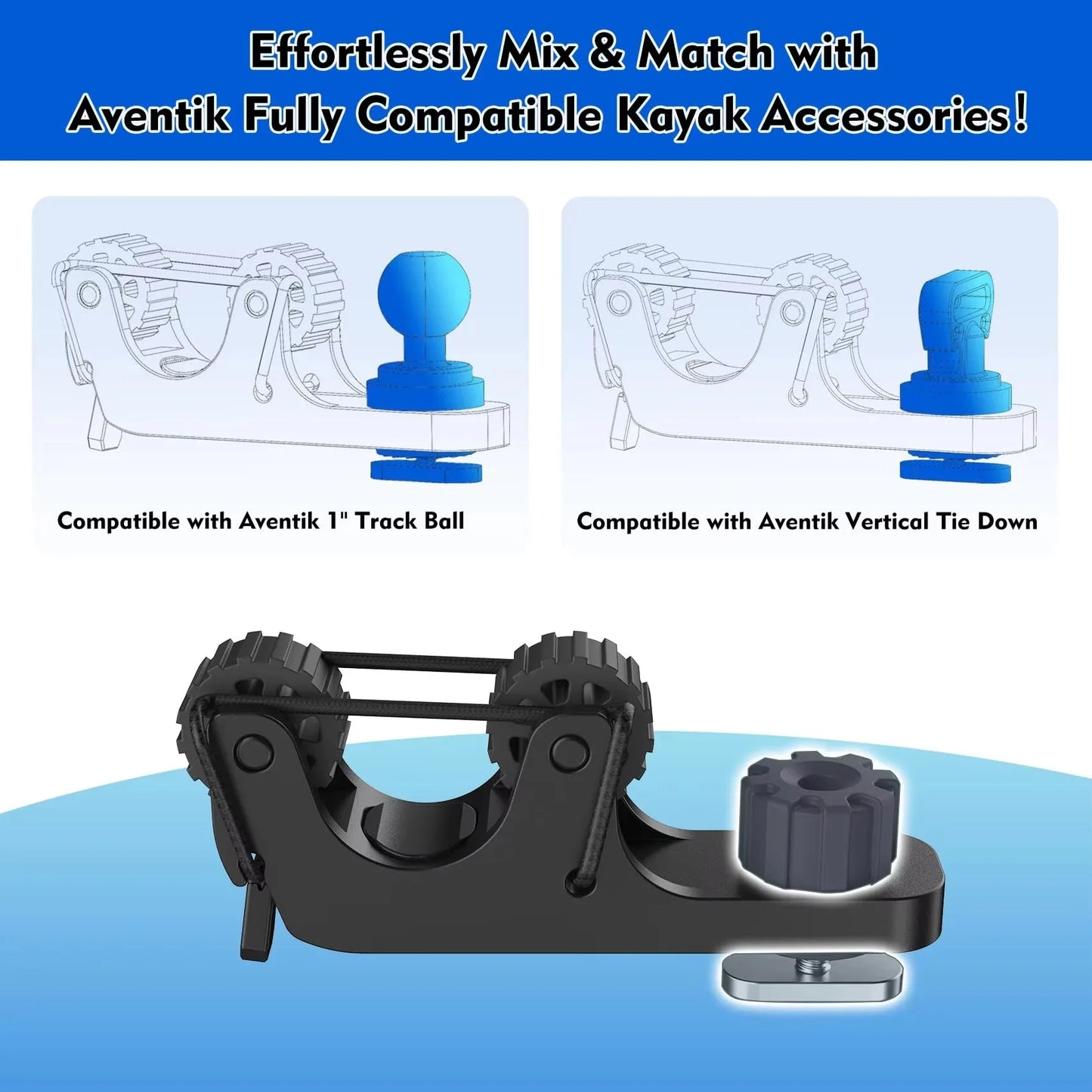 Kayak Paddle Holder Set - 2 Piece Track Mount Accessories for Standard Kayak Oars and Fishing Rails