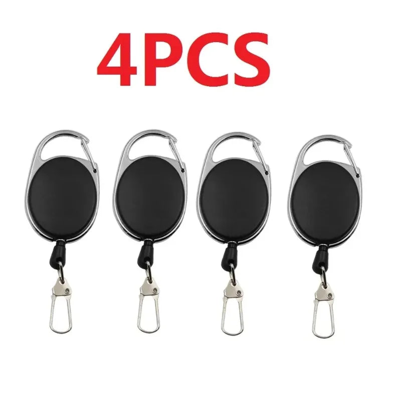 Retractable Badge Holder with Keychain - ID Card Holder with Backpack Clip, Lanyard & Hiking Buckle Key Ring Tool