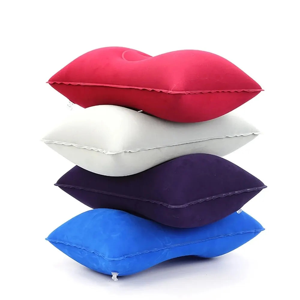 Portable Fold Inflatable Air Pillow - Outdoor Travel Sleeping Camping PVC Neck Stretcher Backrest Plane Comfortable Pillow