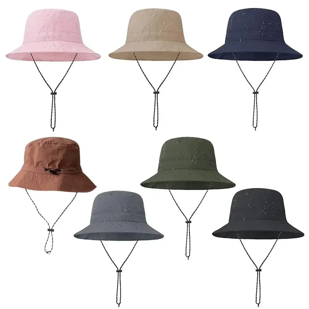 Unisex Waterproof Panama Bucket Hat - Anti-UV Sun Protection for Outdoor Camping, Hiking & Mountaineering