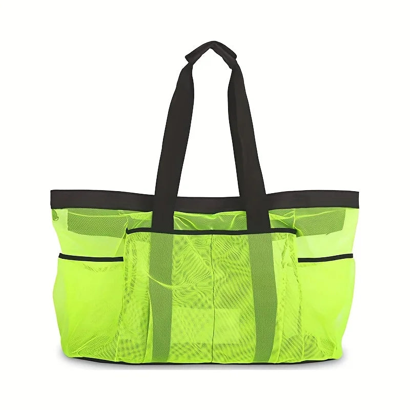 Premium Oversized Beach Tote - Ultra-Light, Waterproof Design with Foldable Structure, Mesh Carrying Straps, Secure Zippered Compartments & Reinforced Shoulder Handles