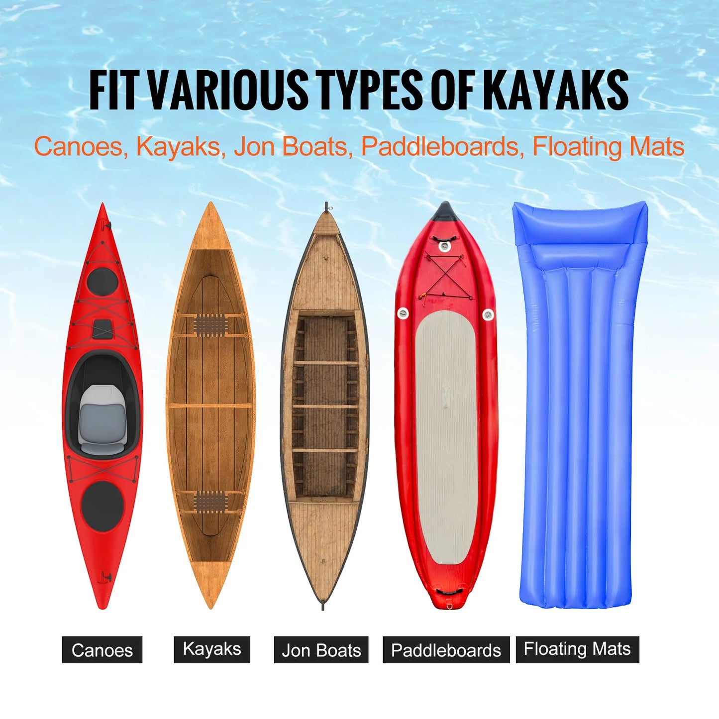 Foldable Kayak Transport Cart - 250lb Capacity with 10-Inch Tires & Support Foot for Canoes, Paddleboards, Float Mats & Jon Boats