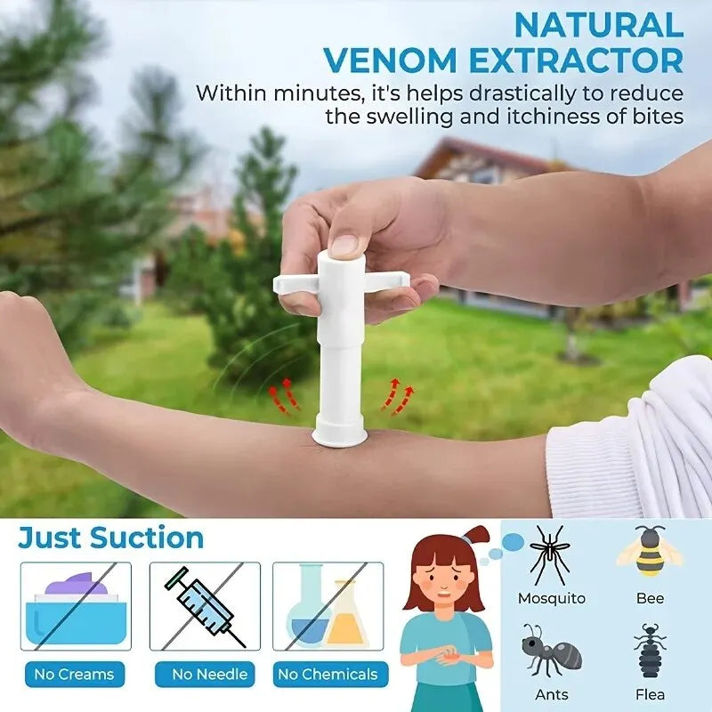 Natural Insect Bite Relief Tool - Chemical-Free Poison Extractor for Bug Bites, Bee & Wasp Stings