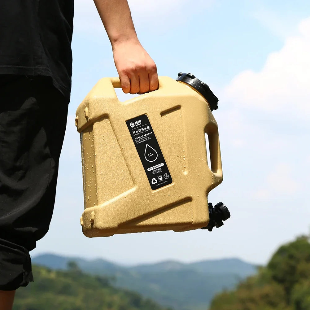 Portable 12L Outdoor Water Tank - Large Capacity Camping Container with Detachable Faucet for Picnic & Travel