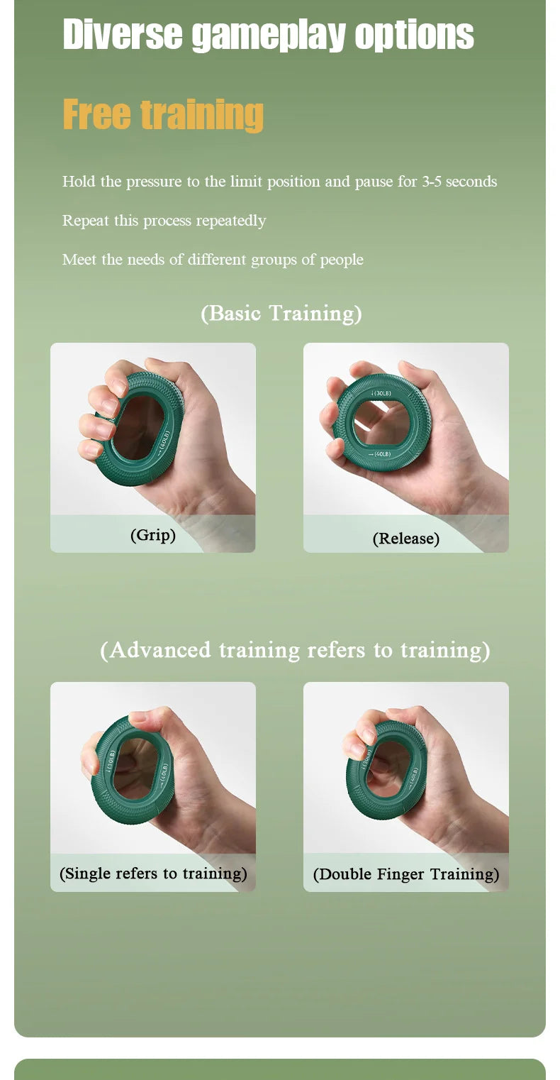Hand Strengthener Finger Trainer Grip Ring - Silicone Exercise Equipment for Carpal Tunnel Relief - Workout Device