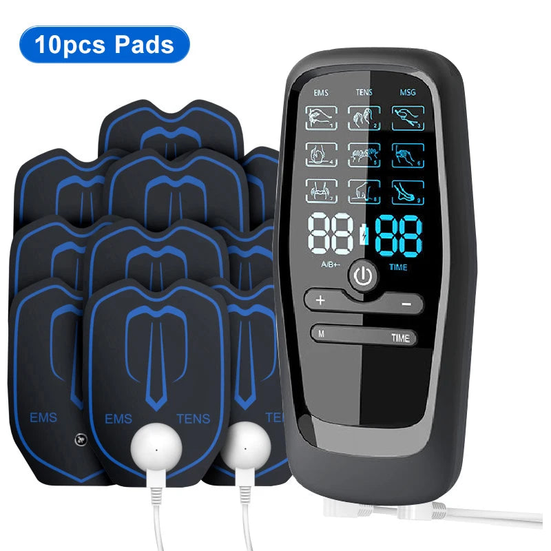 Digital EMS TENS Unit - Electric Muscle Stimulator for Physiotherapy, Acupuncture & Body Massage Therapy with Slimming Functions