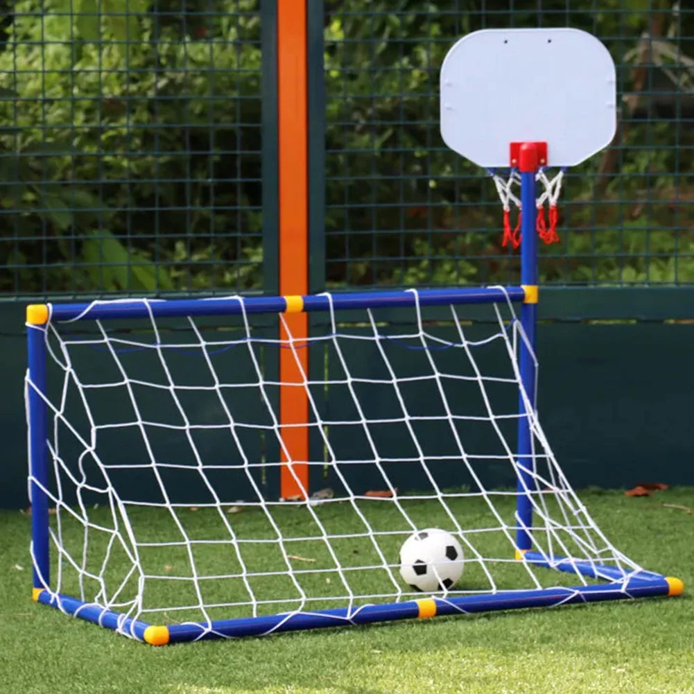 Football Goal Soccer Door Gate Post Set Football Goal Fun Games Toys with Basketball Stand Football Goal