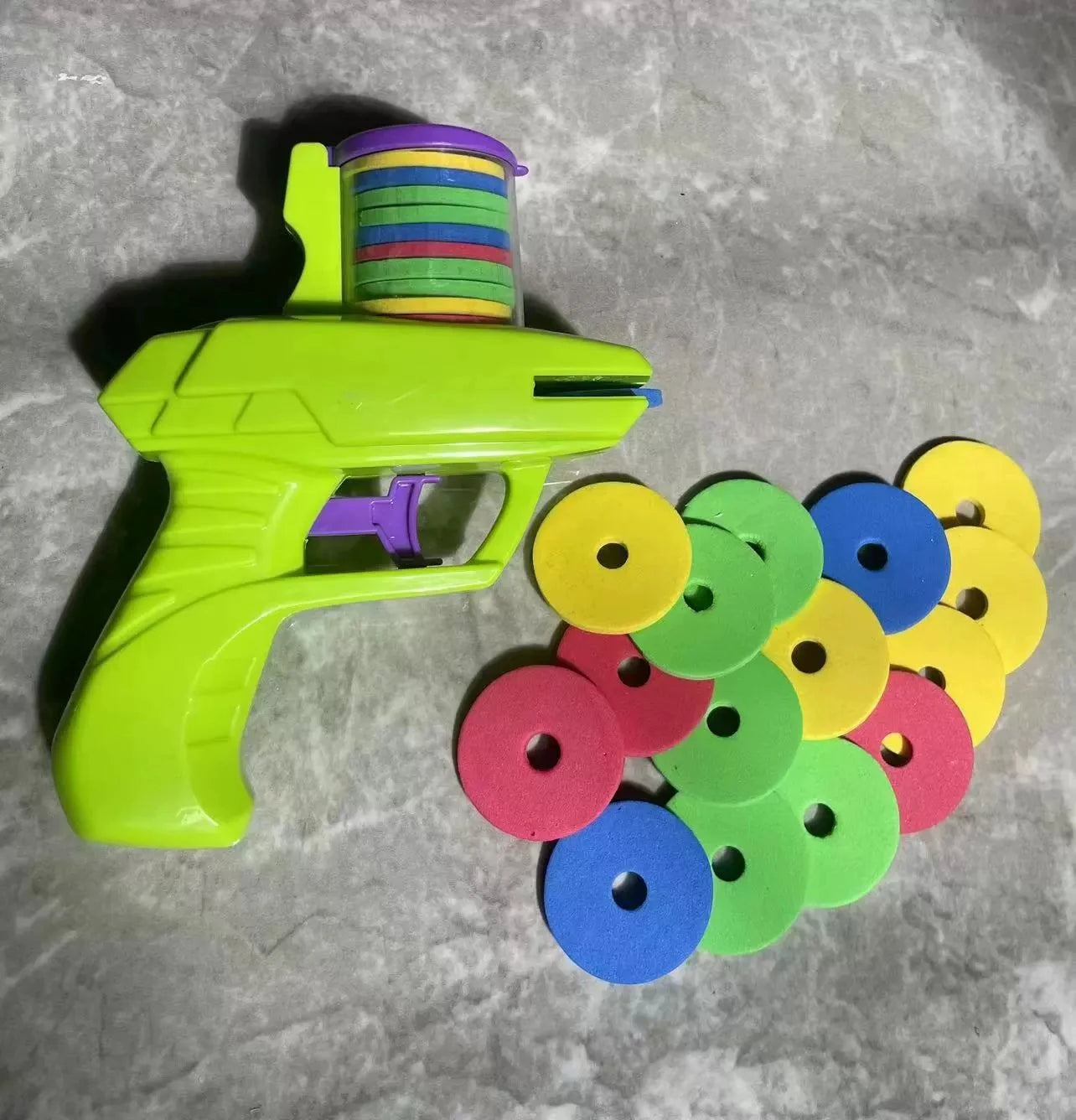 Kids Outdoor Game Foam Disc Gun Toy - Interactive Flying Disc Shooting Launcher for Parent-child Fun