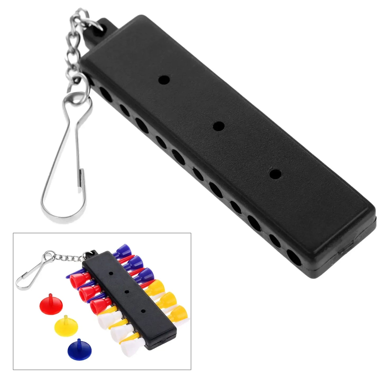 Golf Tee Holder & Ball Marker Container - Rubber Carrier (10x2.4cm) - Holds 12 Tees + 3 Ball Markers