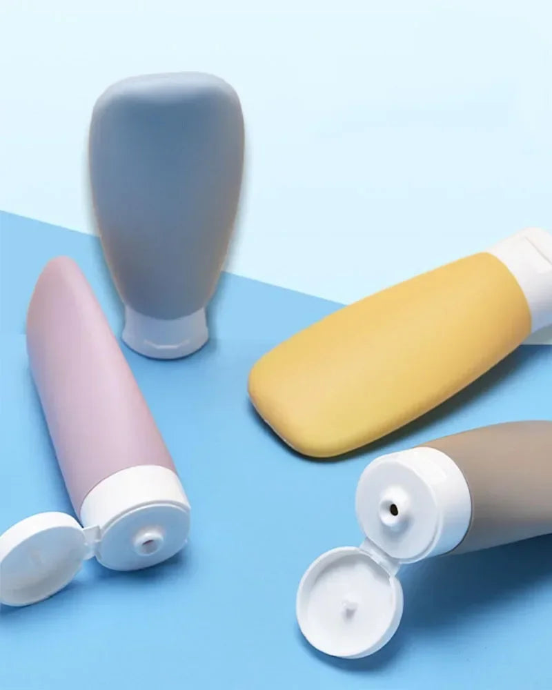 Travel Squeeze Bottles Set - 4 Pack 60ml Refillable Soft Lotion Containers for Shampoo & Toiletries