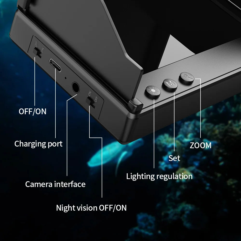 Handheld Fish Finder with 4.3 Inch 1080P LCD Display - Portable Underwater Fishing Camera with 120° View and Night Vision