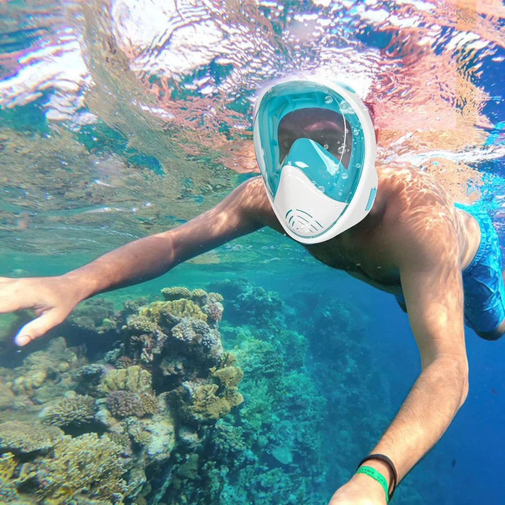 Full Face Snorkel Mask with Detachable Camera Mount,Snorkeling Swimming Diving Mask Wide View Anti-Fog Anti-Leak for Adult Youth