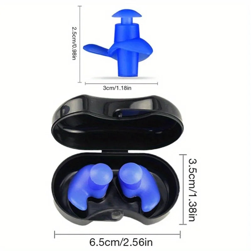 Waterproof Silicone Swimming Ear Plugs - 2 Pack Reusable Diving & Water Sports Earplugs for Swimming, Surfing, Showering & Bathing