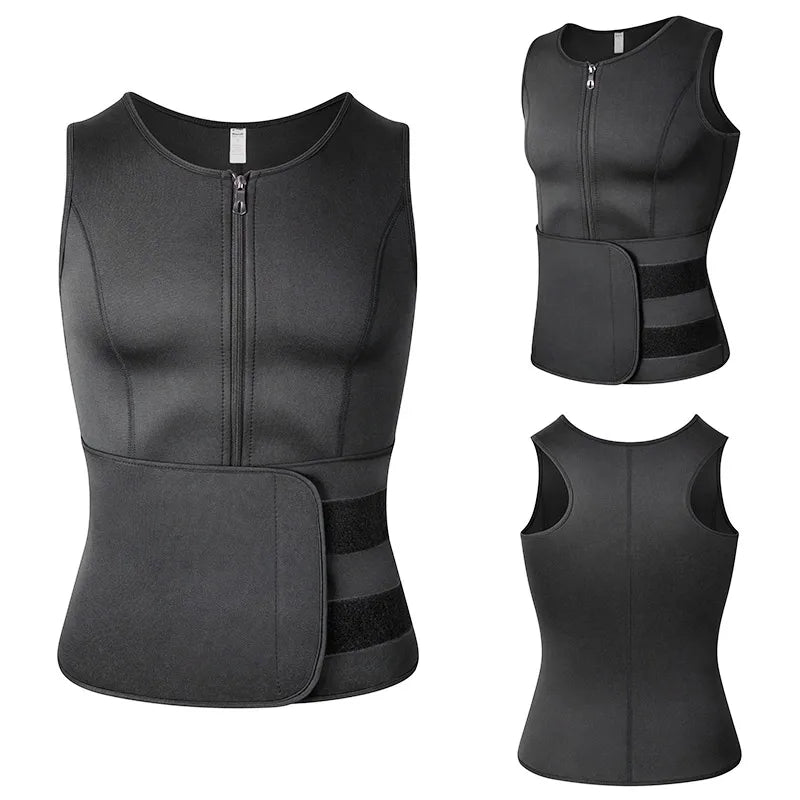 Men's Compression Body Shaper - Waist Trainer Vest with Sauna Sweat Technology for Fat Burning Workouts