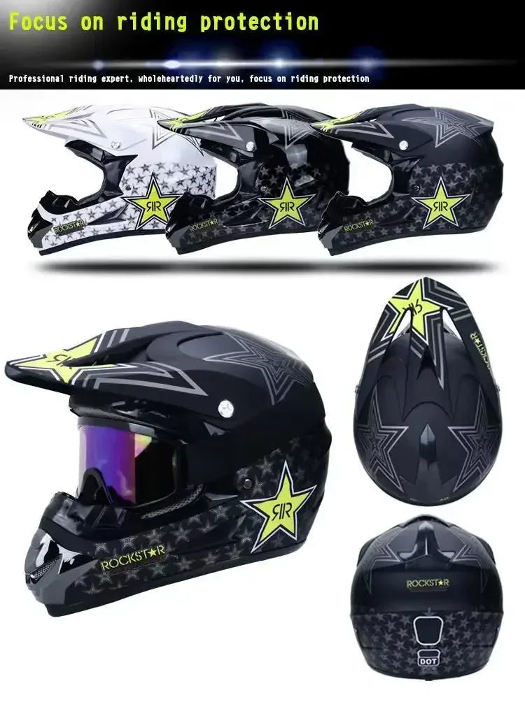 Youth Motocross Full Face Helmet - Kids Off-Road Safety Helmet with DOT Protection