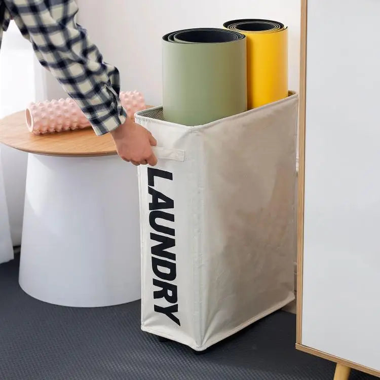 Large Capacity Rolling Laundry Basket - Multifunctional Foldable Waterproof Storage Bag for Dirty Clothes and Yoga Mats