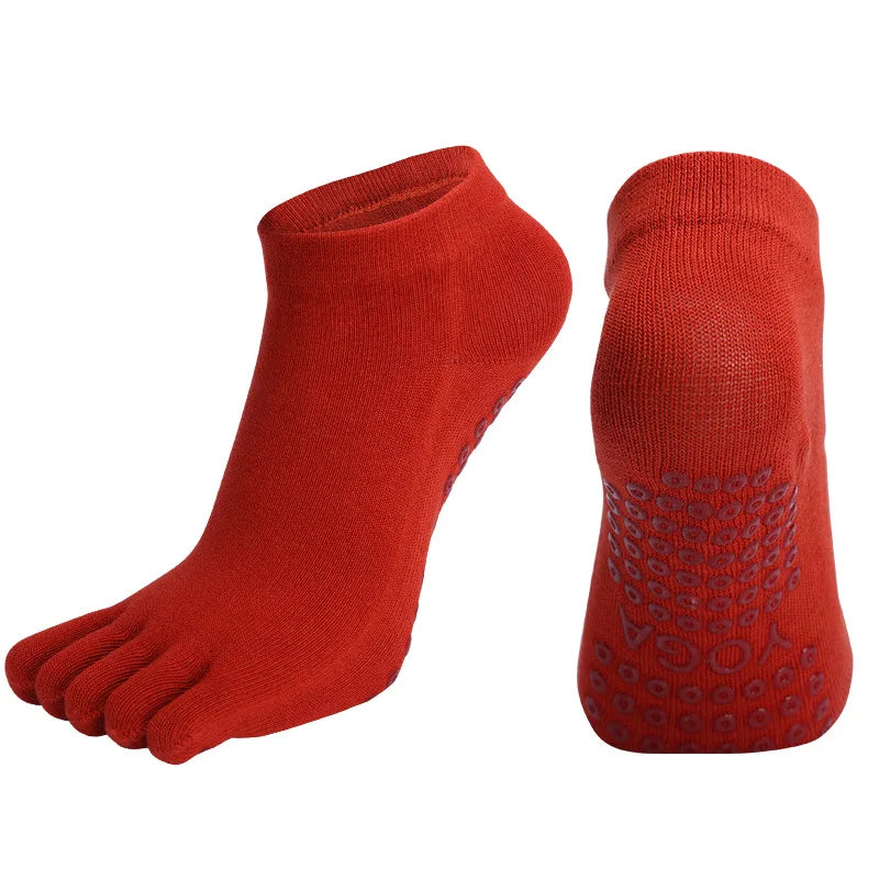 Five-Finger Cotton Yoga Socks - Non-Slip Breathable Quick-Dry Sports Socks for Pilates, Dance, Gym & Fitness