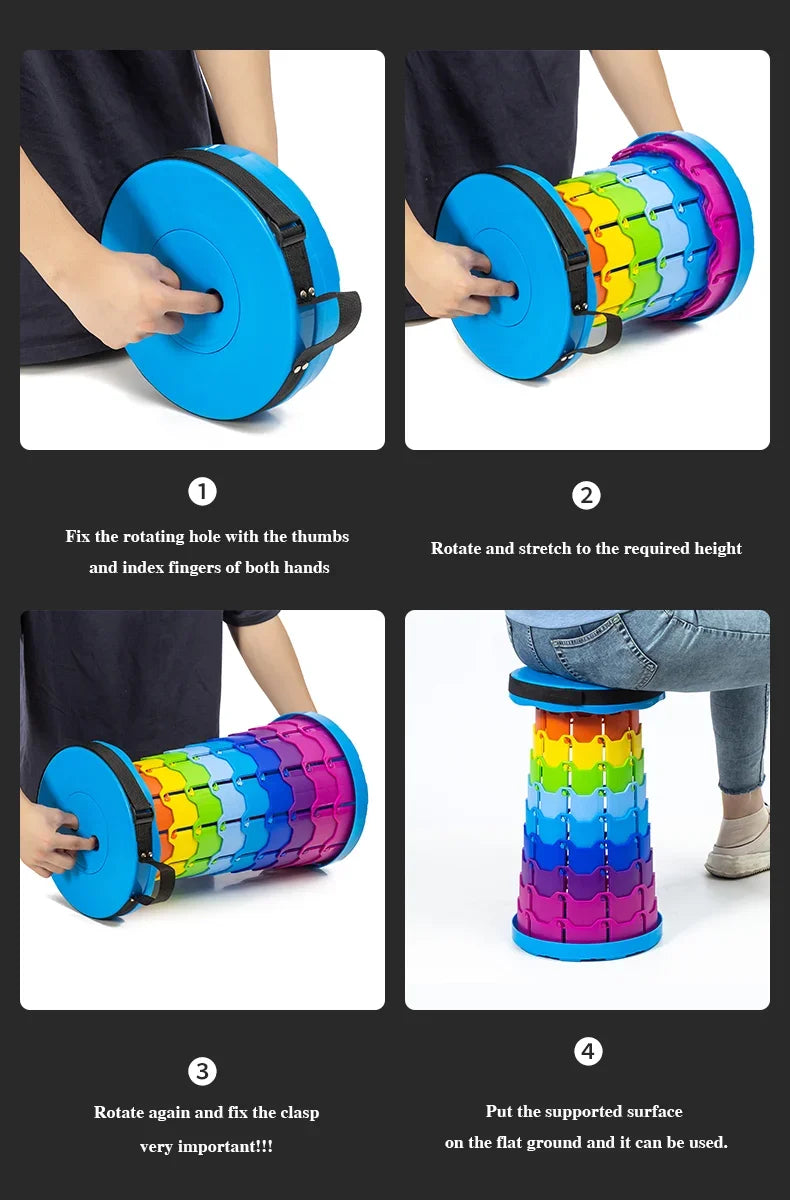 Lightweight Foldable Telescoping Stool - Premium Portable Design for Camping, Fishing & Travel