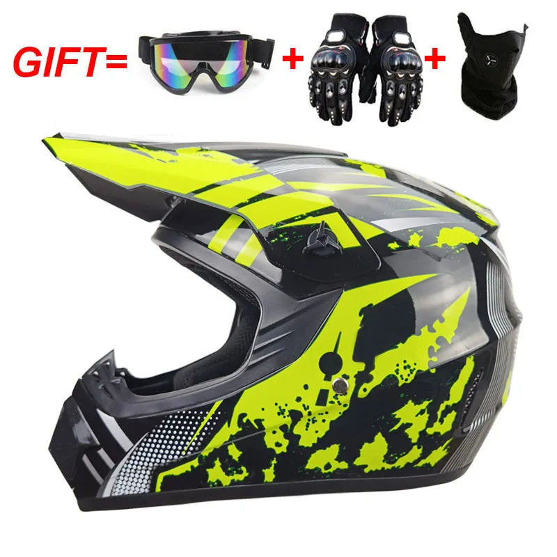 Youth Motocross Full Face Helmet - Kids Off-Road Safety Helmet with DOT Protection