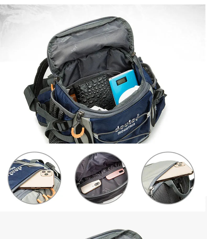 Men's Outdoor Sports Waist Bag - Multi-Purpose Hiking Backpack for Cycling, Camping, Climbing, Running with Water Bottle Holder - Bicycle Fanny Pack for Fishing