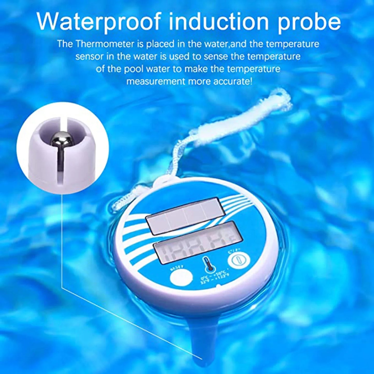 Solar-Powered Waterproof Pool Thermometer with Precision Scale for Universal Swimming Pool Compatibility
