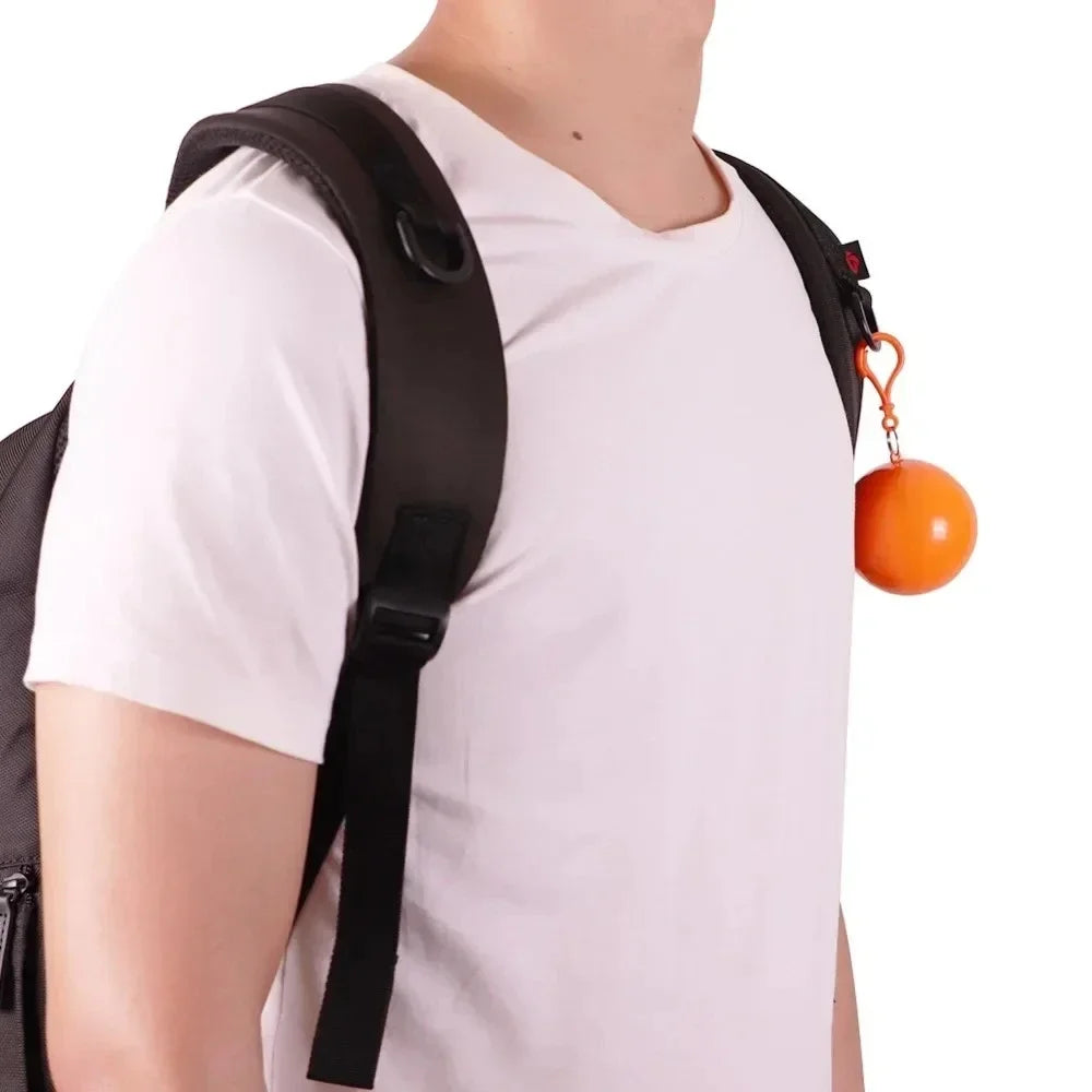 Portable Disposable Raincoat with Keychain - Compression Ball Pocket Poncho for Outdoor Travel and Camping