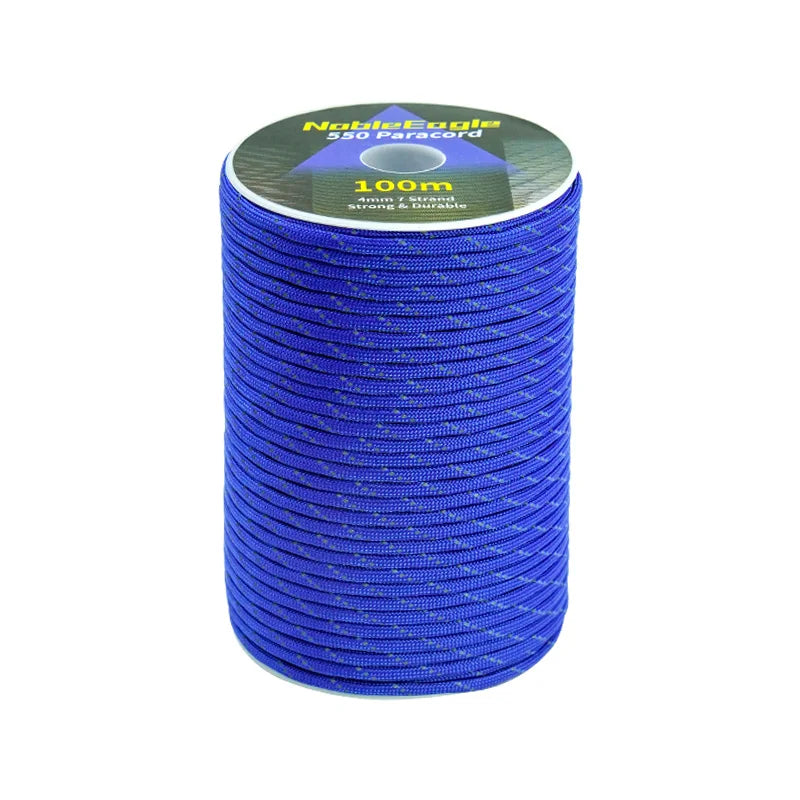 550 Paracord 7-Strand Reflective Military Tactical Rope - 4mm Parachute Cord for Camping, DIY Bracelets & Outdoor Gear