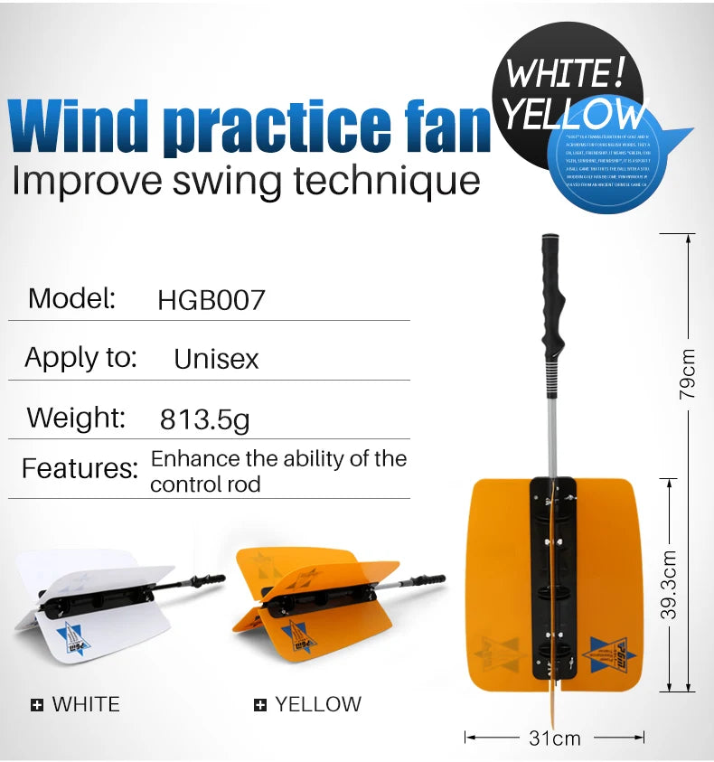 Golf Swing Trainer Fan - Power Speed Practice Aid with Wind Resistance Technology