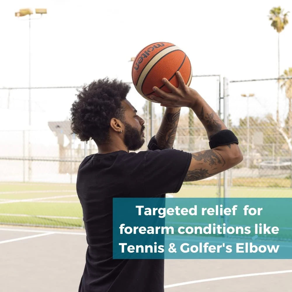 Tennis Elbow Support Brace - Compression Arm Strap for Tendonitis & Forearm Pain Relief - Golf Elbow Band with Pad for Men & Women