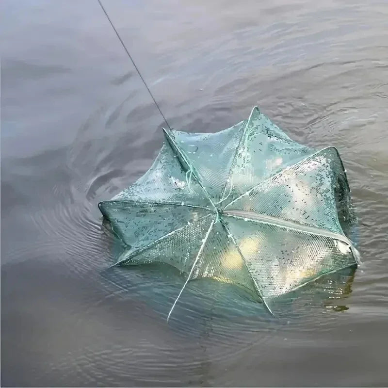 Folding Crayfish Trap - Multi-Purpose Fishing Net for Crab, Shrimp, Smelt & Eels - Casting Tackle Cage